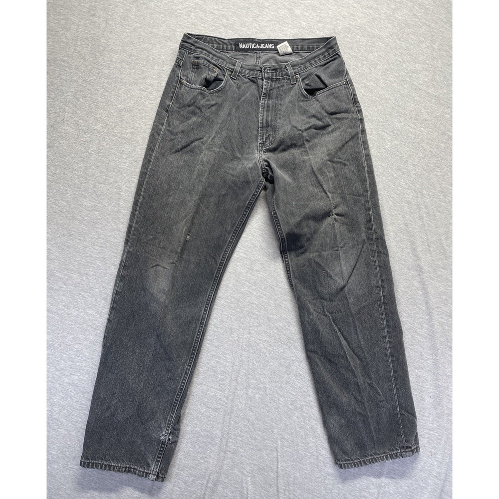 Nautica Jeans Co Jeans Mens 33x30 (Fits 31x29) Gray Denim Cotton Straight Leg